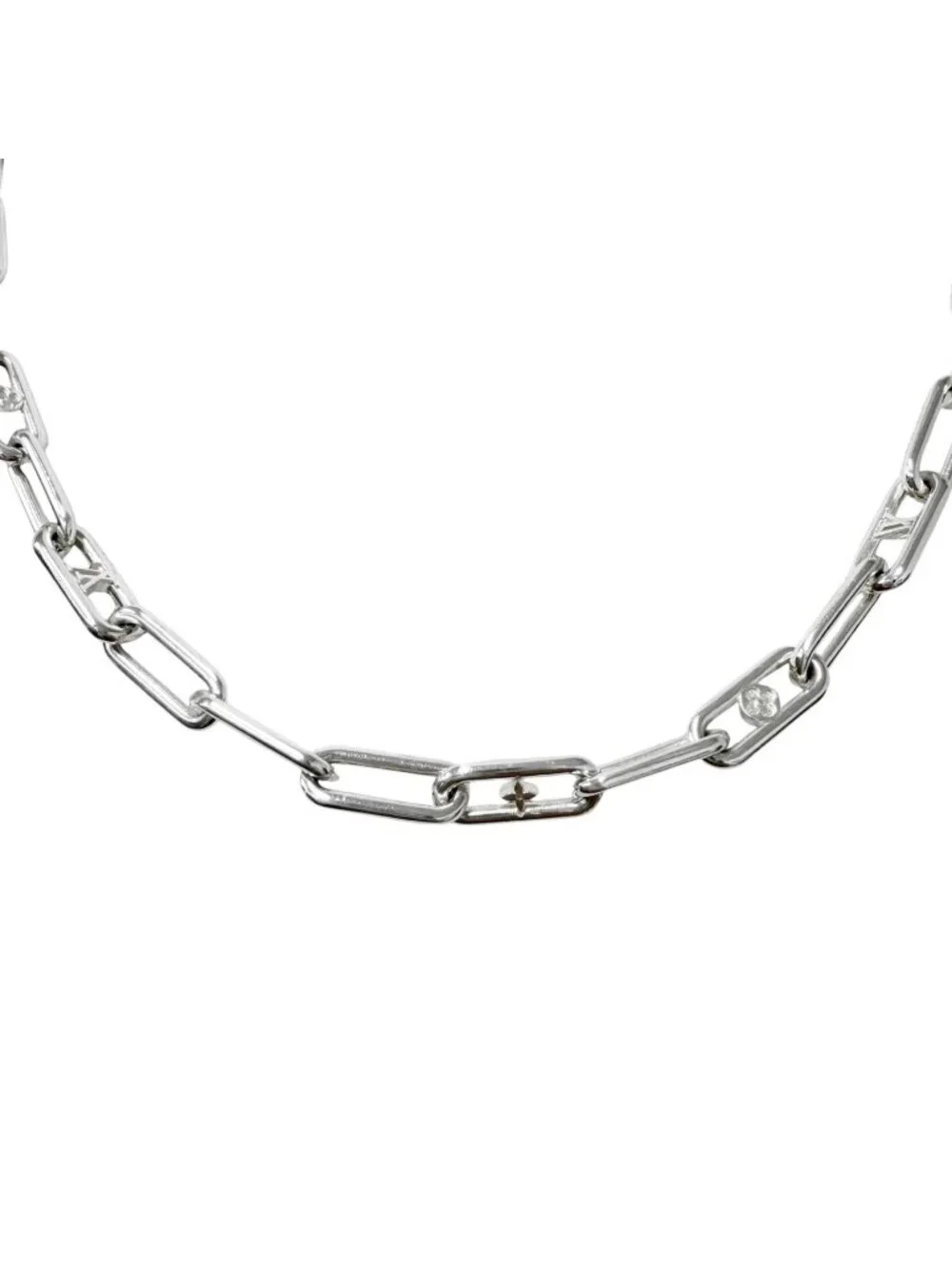 Louis Vuitton Sleek Monogram Necklace Silver